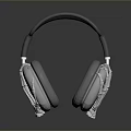 Modern Headphones With Sleek Design Metallic Ear Cups Leather Headband And Reflective Surface