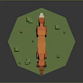 Low Poly Style Fox Game And Movie Character Standing On Green Platform With Grass Details