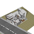 Detached Villa Modern Exterior Design With Balconies Large Windows Mixed Wood And Gray Stone Garage
