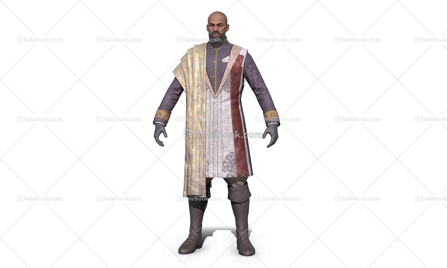 Man Black Medieval Man Councillor Movie Characters 3d model