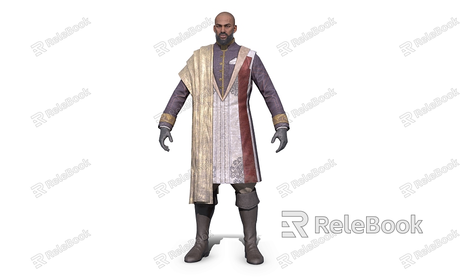 Man Black Medieval Man Councillor Movie Characters model