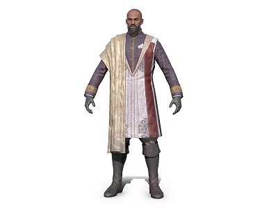 Game Movie Character With Ornate Long Robe Gloves And Boots 3d model