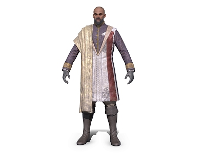 Man Black Medieval Man Councillor Movie Characters model