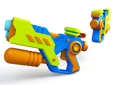 Colorful Cartoon Toy Water Gun With Blue Green And Orange Design For Kids 3d model