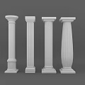 Decorative Classical White Roman Columns Four Different Styles on Gray Background 3d model