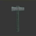 Durable Axe Tool With Metal Head And Wooden Handle In Gray Background