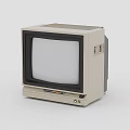 Vintage Retro CRT Television With Beige Casing Control Panel And Screen