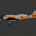 Vintage Fighter Airplane Model With Orange Gray Camouflage Wings And Propeller