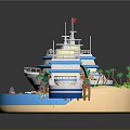 Large Cruise Ships Near Tropical Island With Palm Trees Blue Water And Small Dock