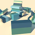 Abstract Sofa Collection With Geometric Shapes And Blue Green Tones In Modern Design