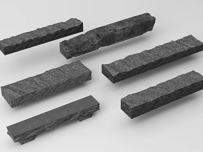 Natural Stone And Wood Decorative Blocks With Rough Textured Surfaces For Design Projects 3d model