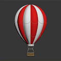 Fun Colorful Red And White Striped Hot Air Balloon Amusement Equipment With Basket