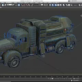 Vintage Green Military Style Truck with Rugged Mechanical Parts and Heavy Duty Tires