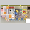 Vibrant Kids Playground with Colorful Structures Slide Climbing Area and Rest Seating