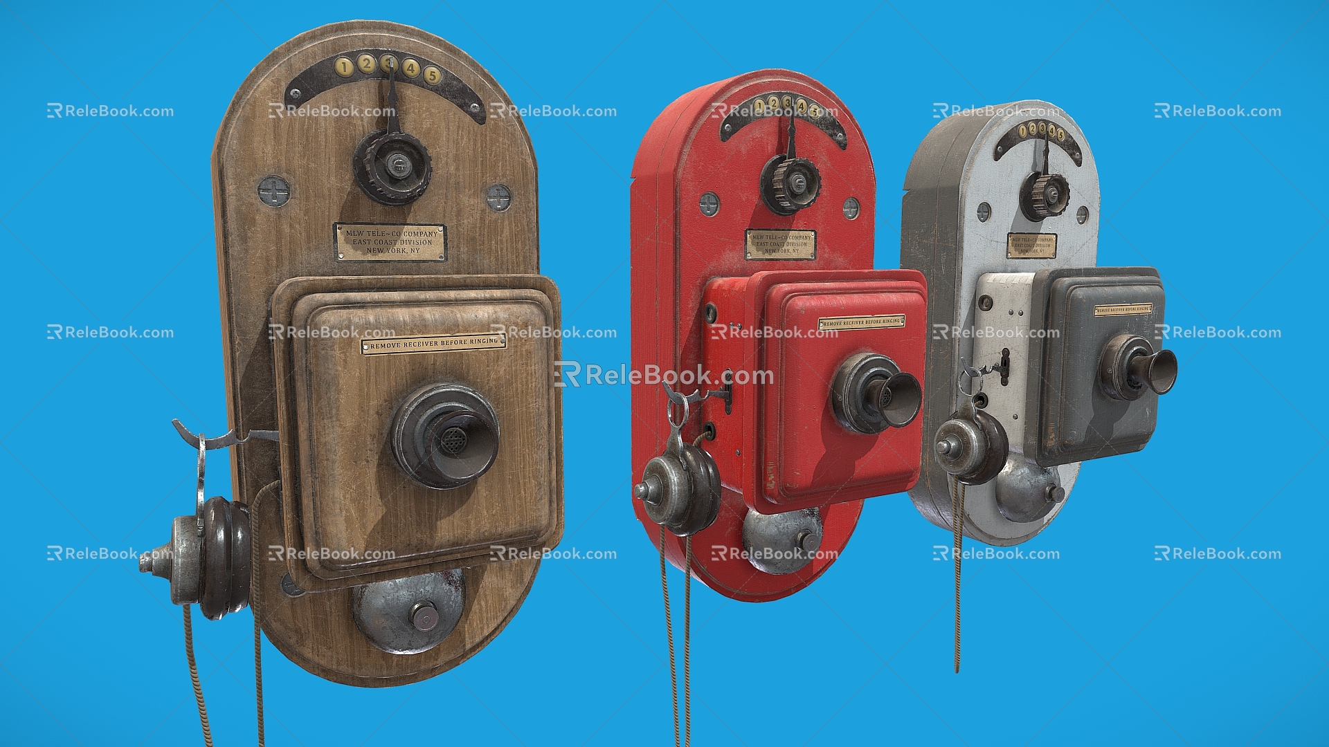 Wall-mounted intercom telephone landline old-fashioned telephone intercom mobile phone antique telephone 3d model