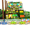 Colorful Children's Playground Equipment With Slides Climbing Structures And Green Decor