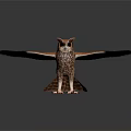 Owl With Spreading Wings In 3D Rendered Image On White Background 3d model