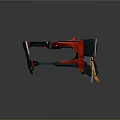 Futuristic Red Black And Yellow Metallic Weapon With Mechanical Components Design