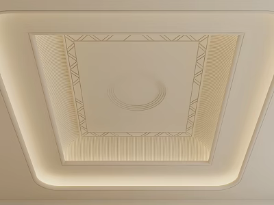 Modern Ceiling Design With Geometric Pattern Decorative Lines And Soft Lighting 3d model