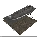 Portable Silver Folding Camping Cot With Metal Frame And Circular Opening