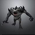 Ferocious Monster Character With Spikes Open Mouth And Muscular Limbs