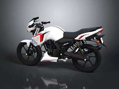 Sleek White Motorcycle With Red Accents And Black Seat Design 3d model