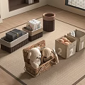 Wicker and Fabric Storage Baskets Organizing Toys Eggs Magazines in Home Living Room
