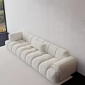 Cream Colored Large Sofa With Plush Cushions In Minimalist Living Room Interior