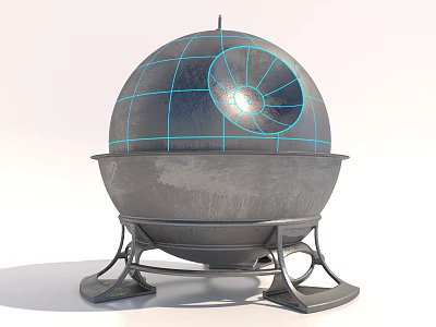Spherical Weapon System With Metal Base Stand Grid Design And Aiming Component 3d model
