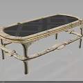 Elegant Oval Coffee Table With Glass Top Marble Frame And Gold Accents Unique Leg Structure