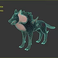 3D Wolf Like Creature Character Design With Gray Pink Body Spiked Back And Open Mouth
