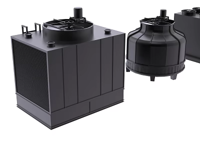 Industrial Cooling Tower Equipment With Black Exterior And Heat Dissipation Structure 3d model