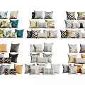 Colorful Decorative Throw Pillows With Various Patterns For Home Decor 3d model