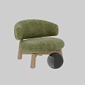 Modern Black Leather Leisure Chair With Curved Armrests And Wooden Legs