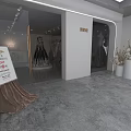Mall Wedding Dress Shop Storefront With Displayed Elegant Dresses Decorative Plants And Lighting