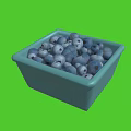 Fresh Blueberries in Blue Square Container Filled With Juicy Berries on Green Background