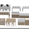 Modern Functional Desks With Wooden And White Design Featuring Mobile Phones And Laptops For Office