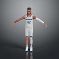 Man in White Timberwolves Jersey Number 12 with Arm Sleeves and Outstretched Arms