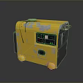 Vintage Yellow Portable Generator With Worn Surface Wheels And Control Panel 3d model