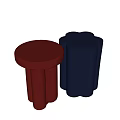 Modern Blue And Red Side Tables With Stylish Smooth Surface Design 3d model