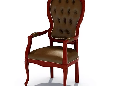 Classic Dining Chair With Wooden Frame Leather Cushion And Button Tufted Backrest 3d model