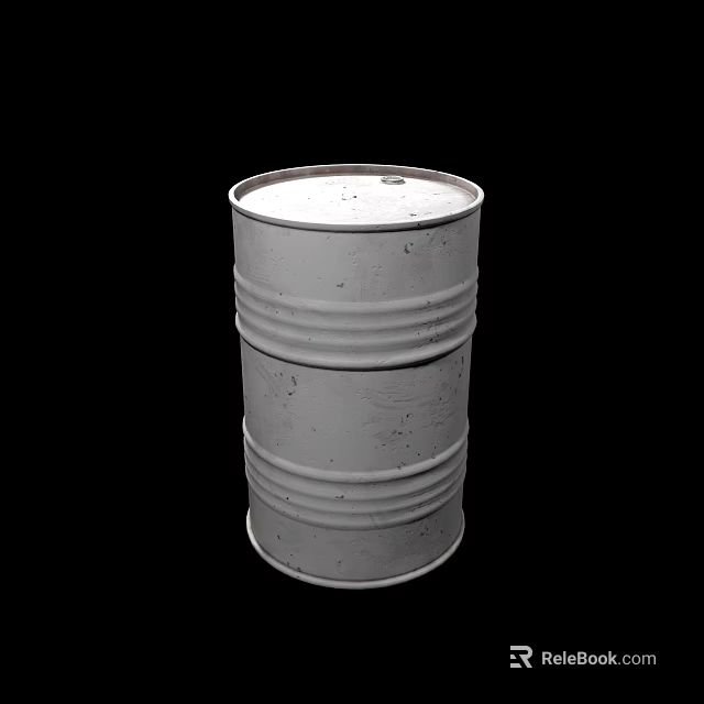 Industrial Equipment Metal Drum With Cylindrical Shape Ribbed Surface And Industrial Design 3d model 