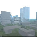 Aerial Planning of Modern Urban City With Tall Buildings Greenery and Road Networks