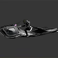 Futuristic Black Motorcycle With Sleek Design Blue Glowing Accents And Sci Fi Rider