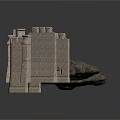 Detailed Medieval Stone Castle With Defensive Walls Towers And Battlements
