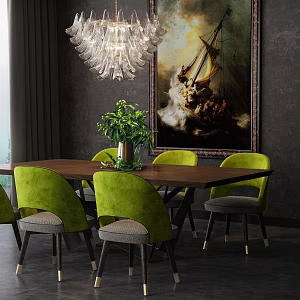 Modern Dining Table and Chair Combination Table and Chair Combination 3d model