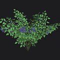 Cartoon Scene Featuring Blue Berries and Green Leaves on Black Background