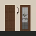 Modern Interior Swing Doors With Solid Wood And Glass Panel Design 3d model