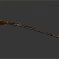 Antique Rifle With Wooden Stock And Metal Barrel Displayed On Gray Background With Reflection