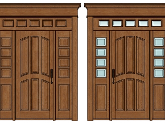 American style solid wood double door 3d model